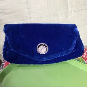 60s Blue Velvet Rhinestone Clutch
